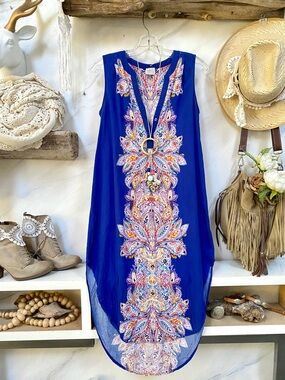 Anthropologie CUPIO boho dress w hippy resort vacay Gypsy vibe